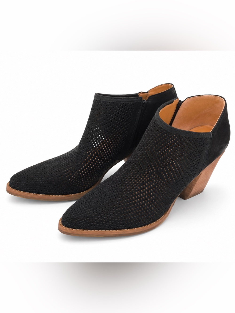 Lucky‎ Brand Zeshia Black Perforated Suede Ankle Booties Women’s Size 9M